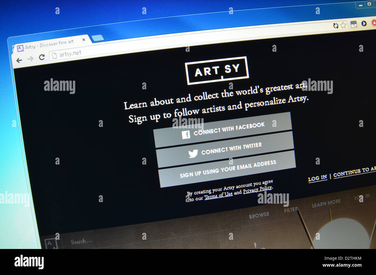Artsy.com Website screenshot Stockfoto