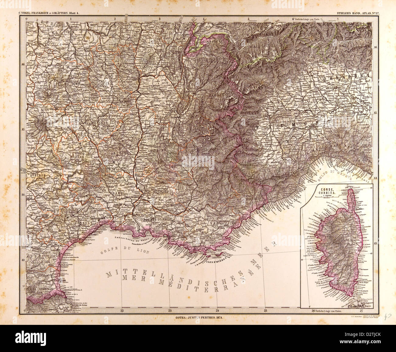 Frankreich Karte Stockfoto