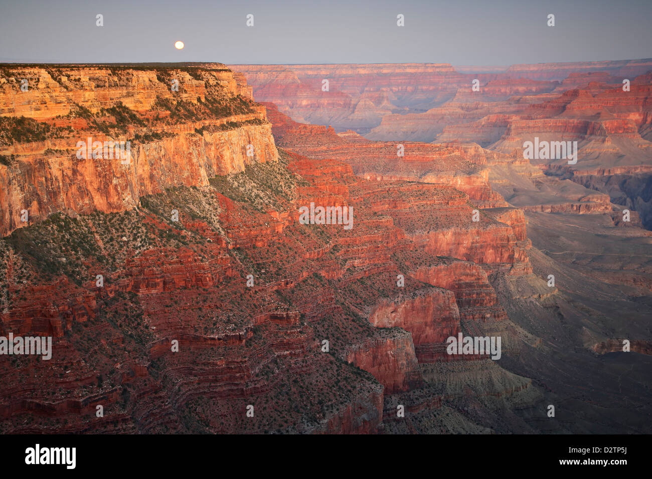 Mond und Grand Canyon, Grand Canyon National Park, Arizona USA Stockfoto