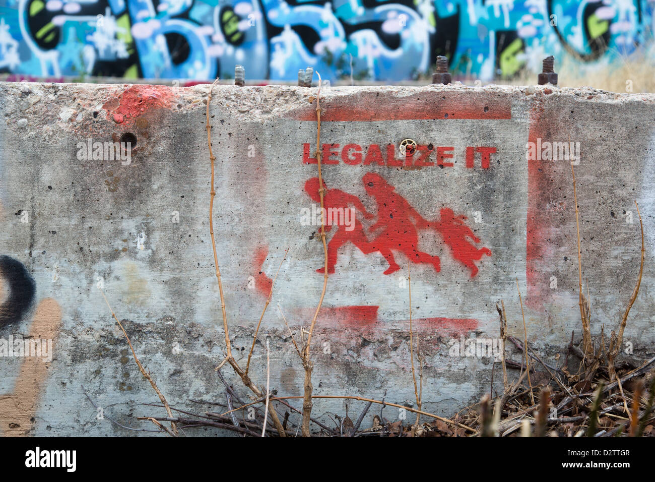 Legalize It - Graffiti in Austin, Texas am Burgberg Stockfoto