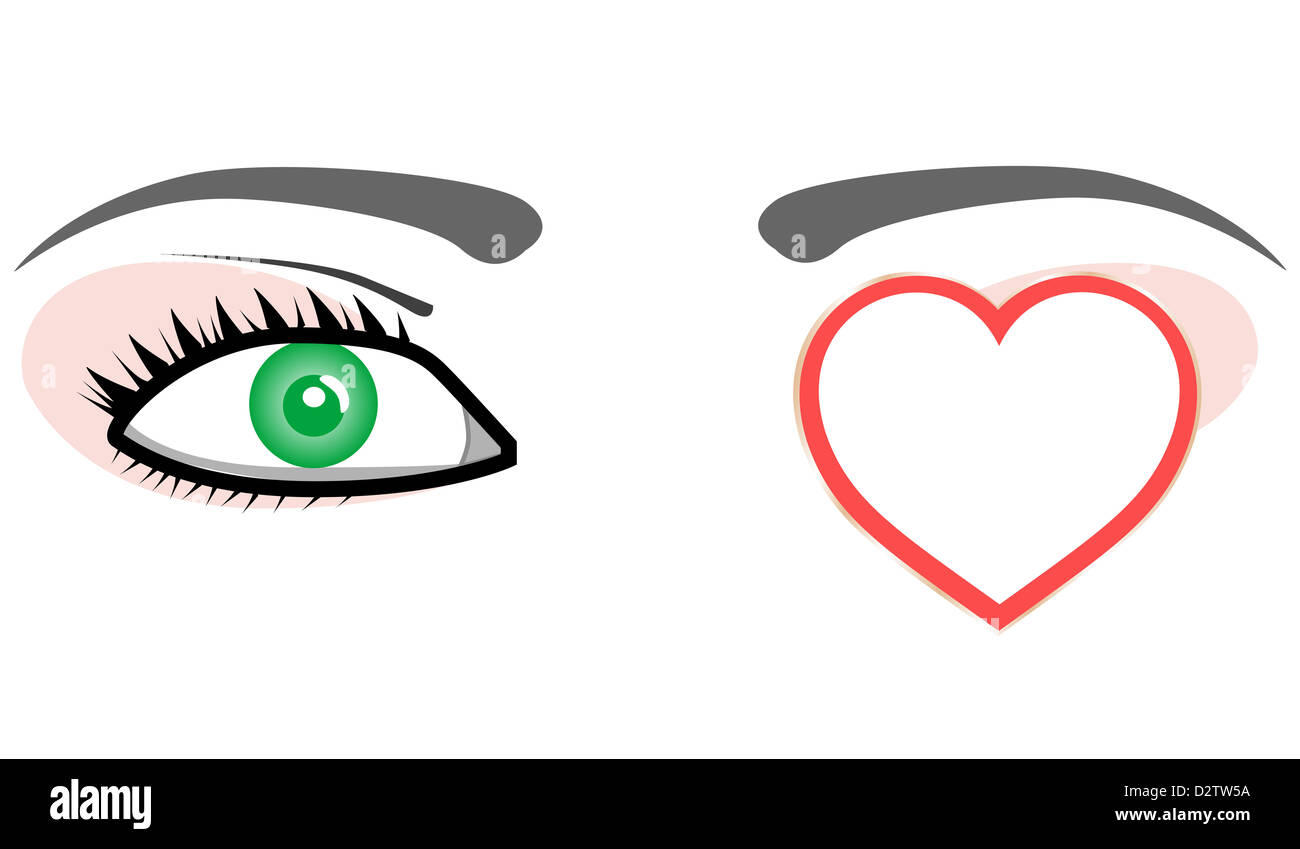 abstrakte Karte mit Herz und Frau Auge Stockfoto