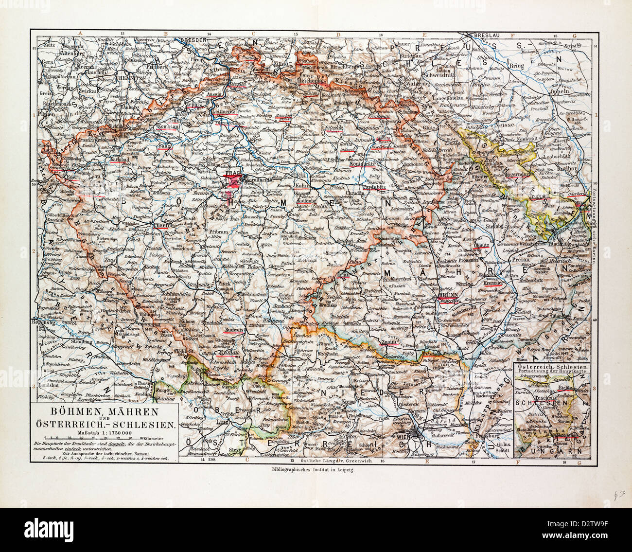 KARTE VON BÖHMEN (TSCHECHIEN) 1899 Stockfotografie - Alamy