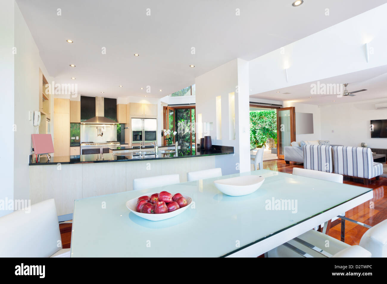 Essbereich und Küche im stilvollen australischen Heimat Stockfoto