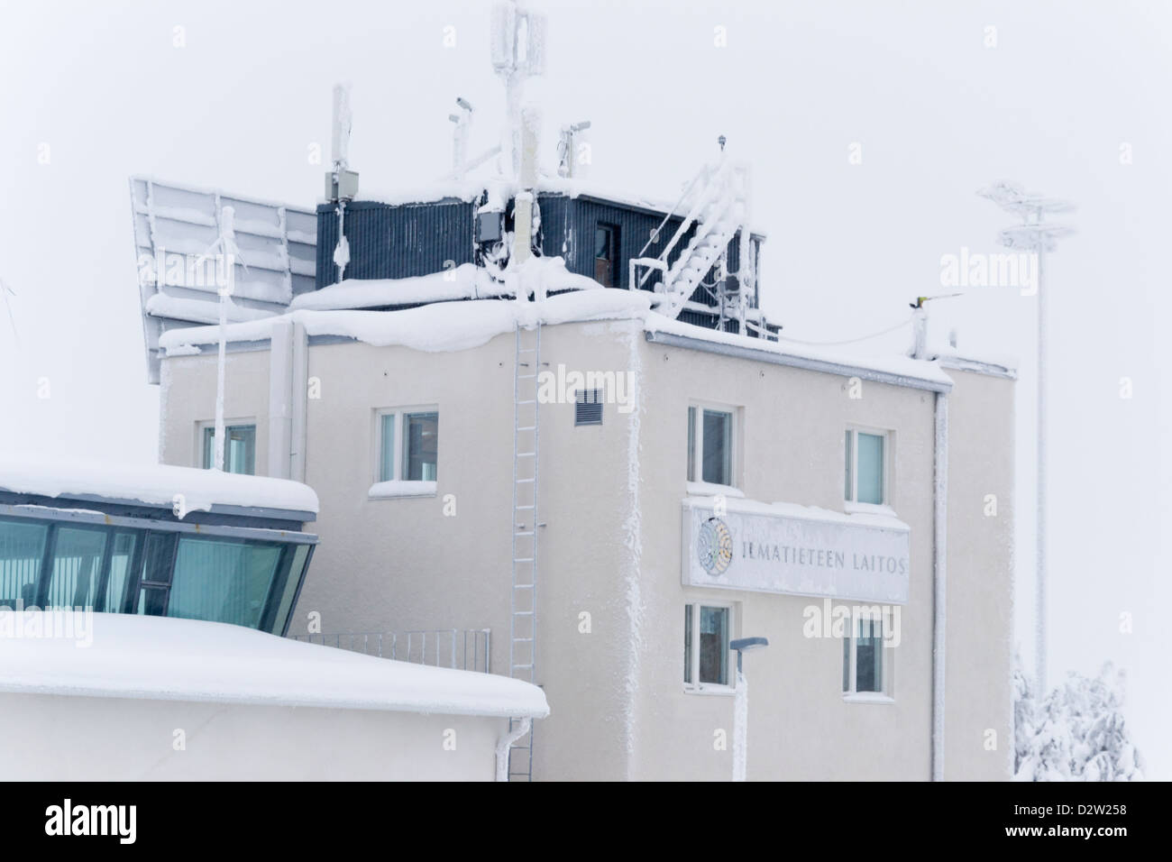 Frostiger Flughafen von Rovaniemi Finnland Stockfoto