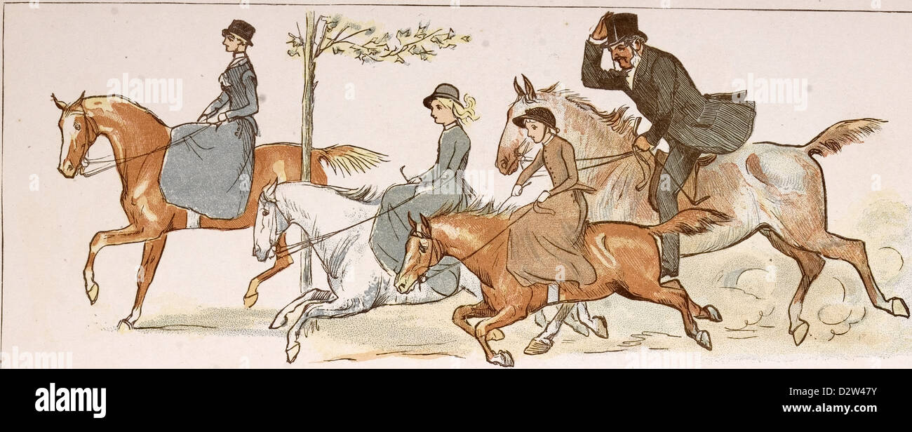 Reiten graviert des 19. Jahrhunderts Bild Stockfoto