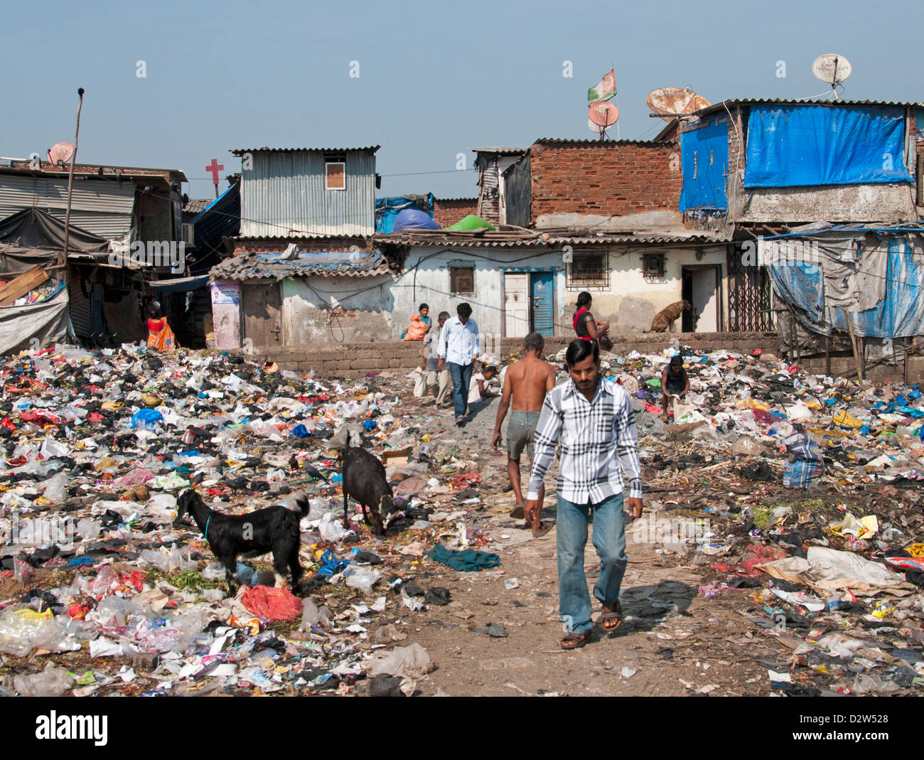 Mumbai (Bombay)-Slum in der Nähe von Colaba und World Trade Center Indien dump Stockfoto