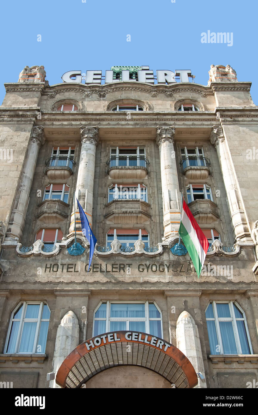 Main-Fassade des berühmten Gellert Hotel und Therme in Budapest Ungarn Stockfoto