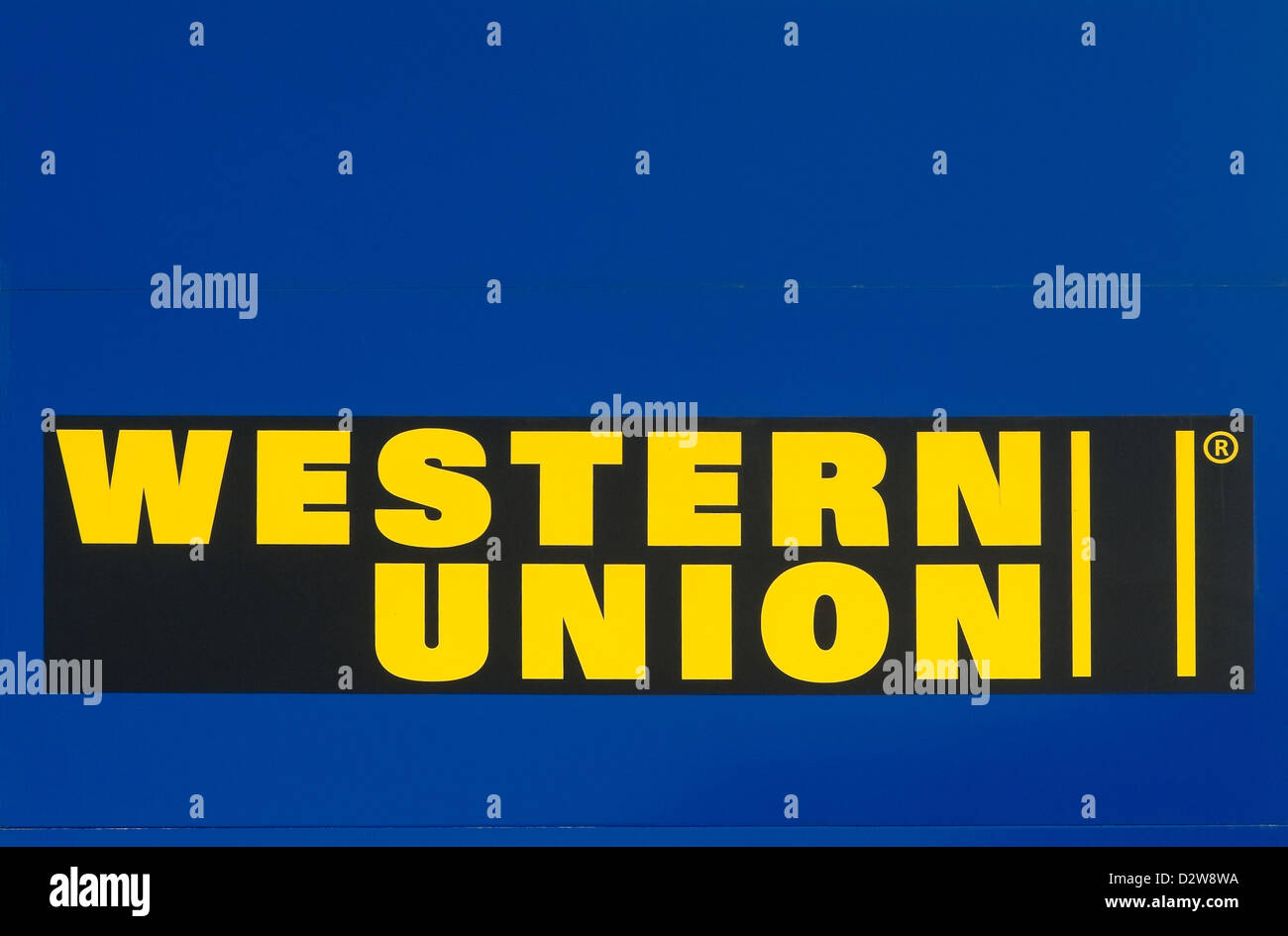 Berlin, Deutschland, der Western Union-logo Stockfoto