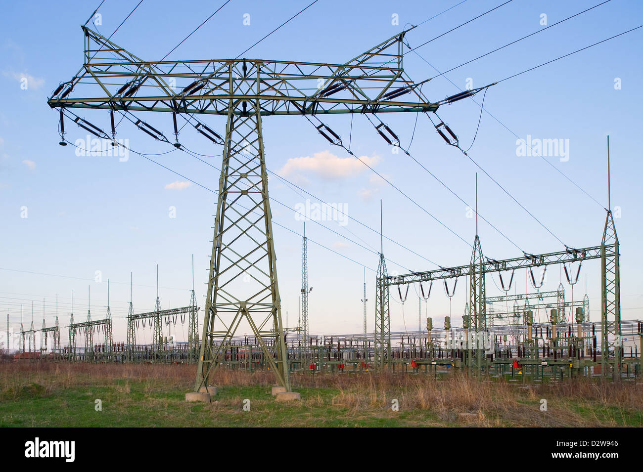 Neuenhagen, Brandenburg, Strommast in der Unterstation Stockfoto