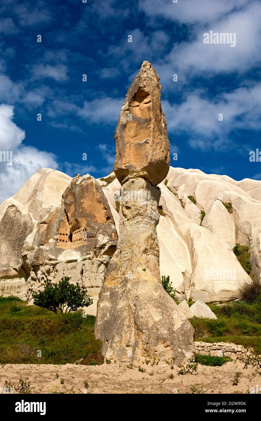 Turmartige Tuff-Felsen-Kegel oder Feenkamine, Göreme Nationalpark, Göreme, Kappadokien, Türkei Stockfoto