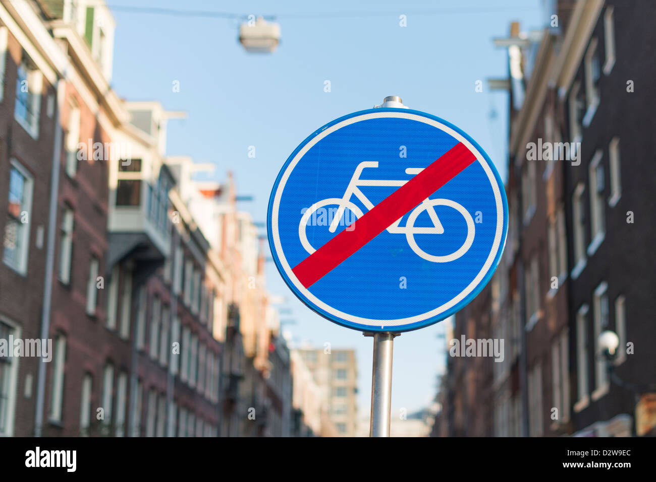 Ein Nein Radfahren/Fahrräder Zeichen in Amsterdam Stockfoto