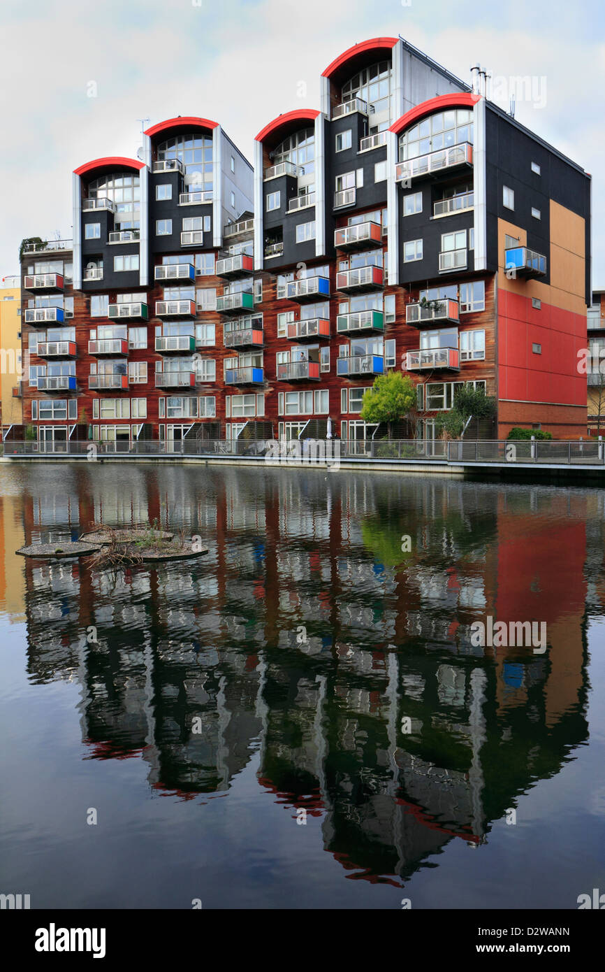 Am Wasser Ferienwohnungen, Greenwich Halbinsel, London, UK Stockfoto