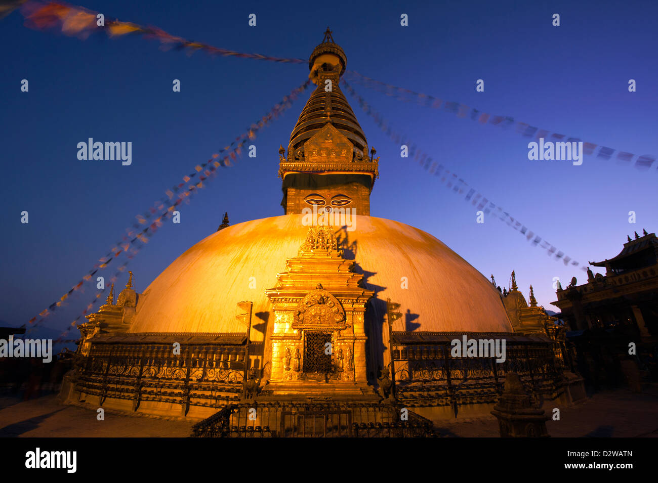 Swayambhunath buddhistische Stupa auch bekannt als die Affen Tempel in Kathmandu, Nepal. Stockfoto