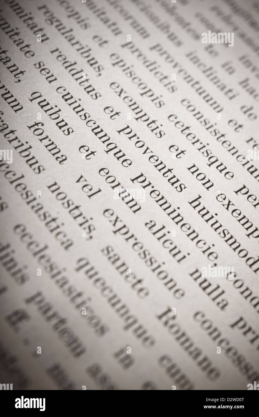 Close-up Detail einer Seite eines Buches in Lateinamerika Stockfoto