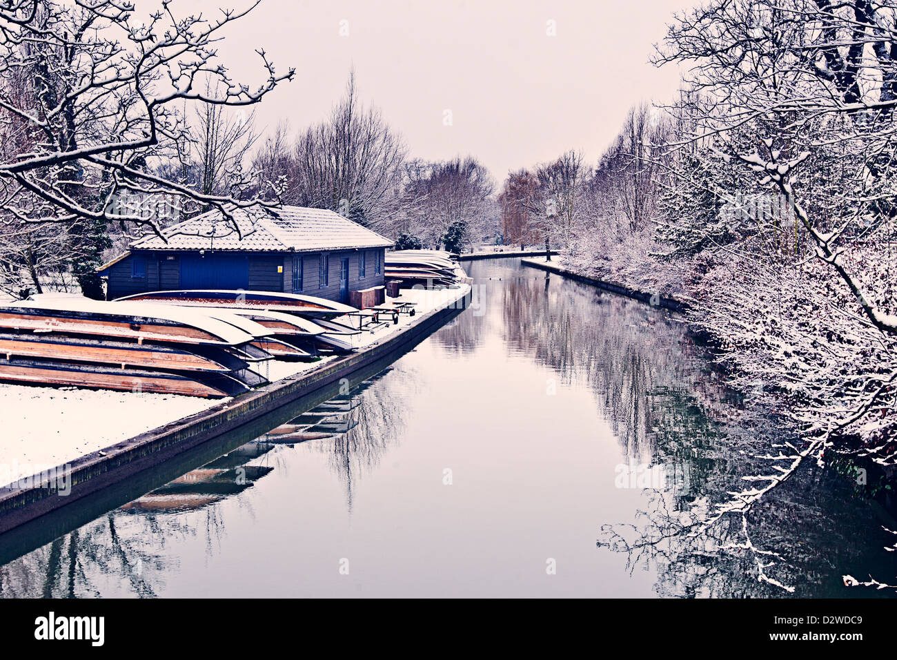 Winterliche Fluss Cam, Cambridge Stockfoto