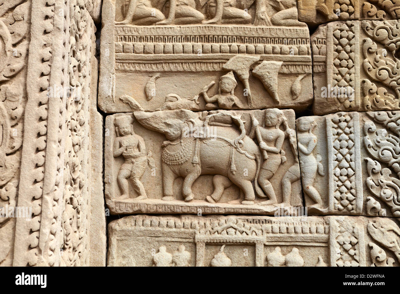 Detail an der Wand des Baphuon Tempel, Angkor Thom, Kambodscha, Asien Stockfoto