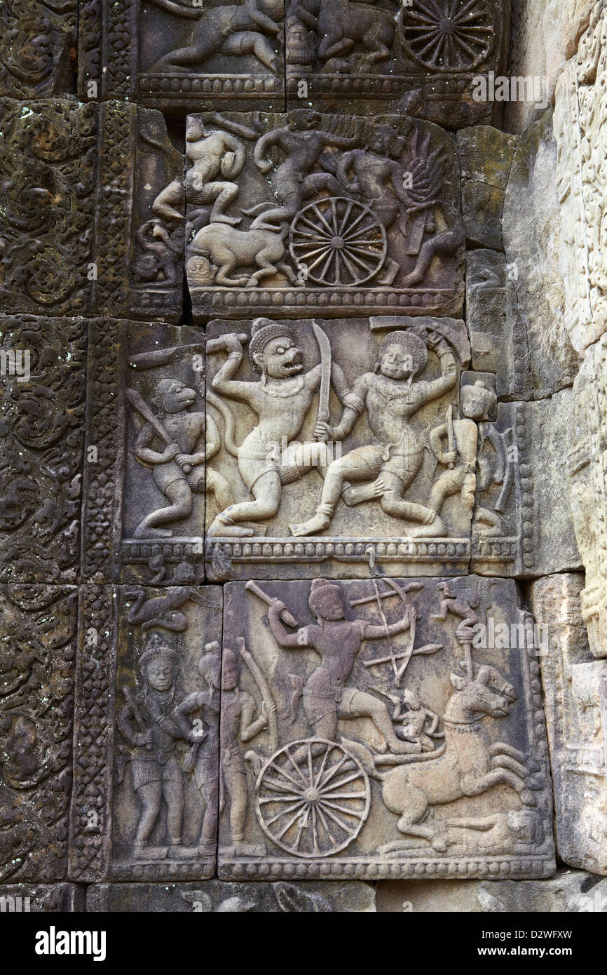 Detail an der Wand des Baphuon Tempel, Angkor Thom, Kambodscha, Asien Stockfoto