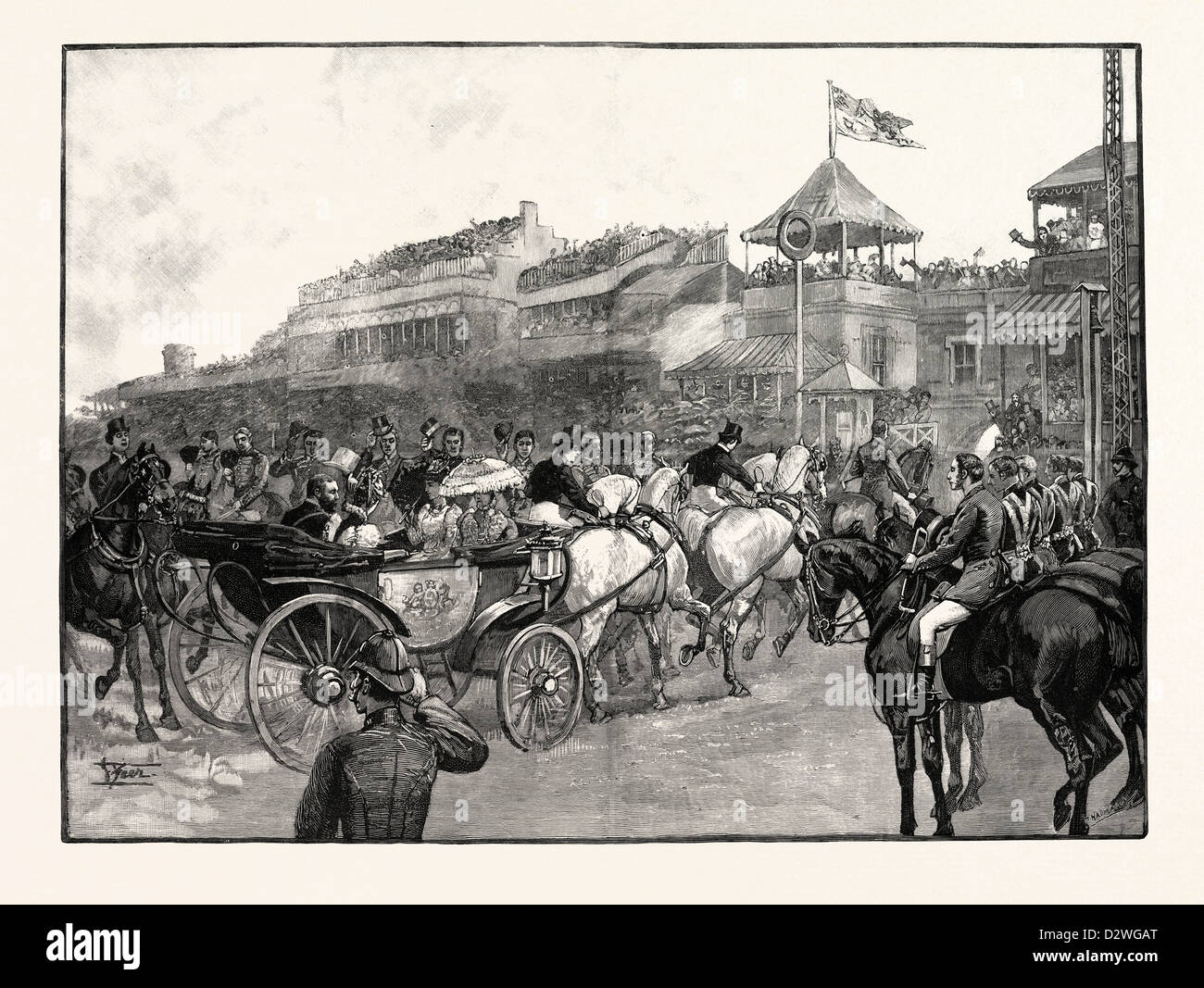 ASCOT-RENNEN: ANKUNFT DER KÖNIGLICHEN PARTEI Stockfoto