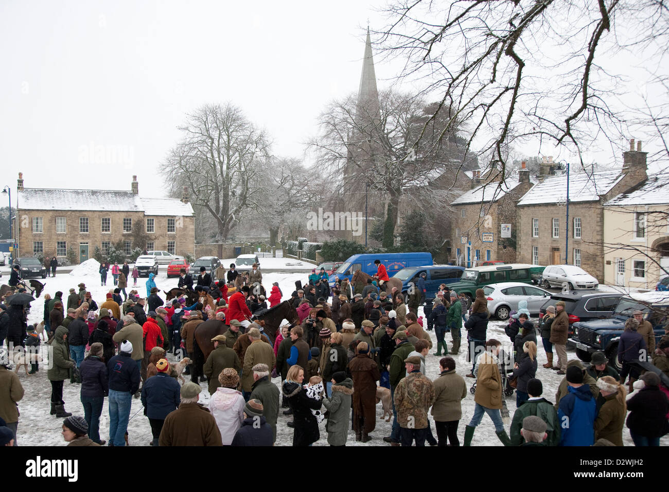 Boxing Day Jagd treffen 2010 in der kleinen Yorkshire Stadt Masham Stockfoto