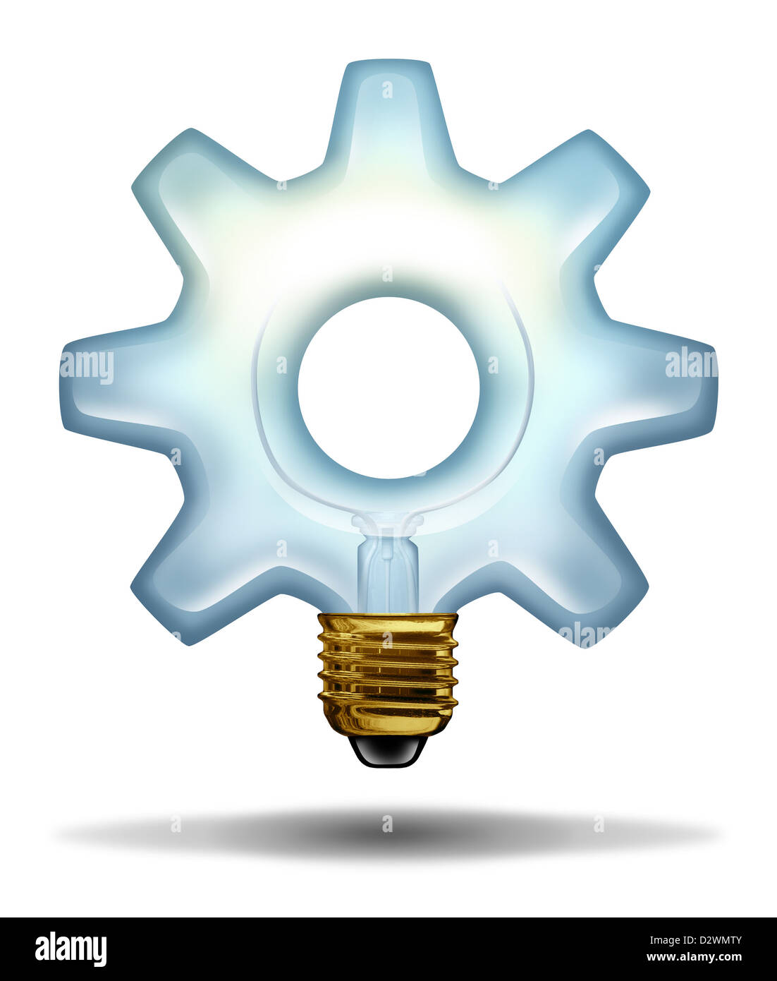 Unternehmen Kreativität und Ideen mit einer Glühbirne Illminated Glas in der Form eines Getriebes oder Zahnrad als ein Konzept der kreativen Erfolg Stockfoto