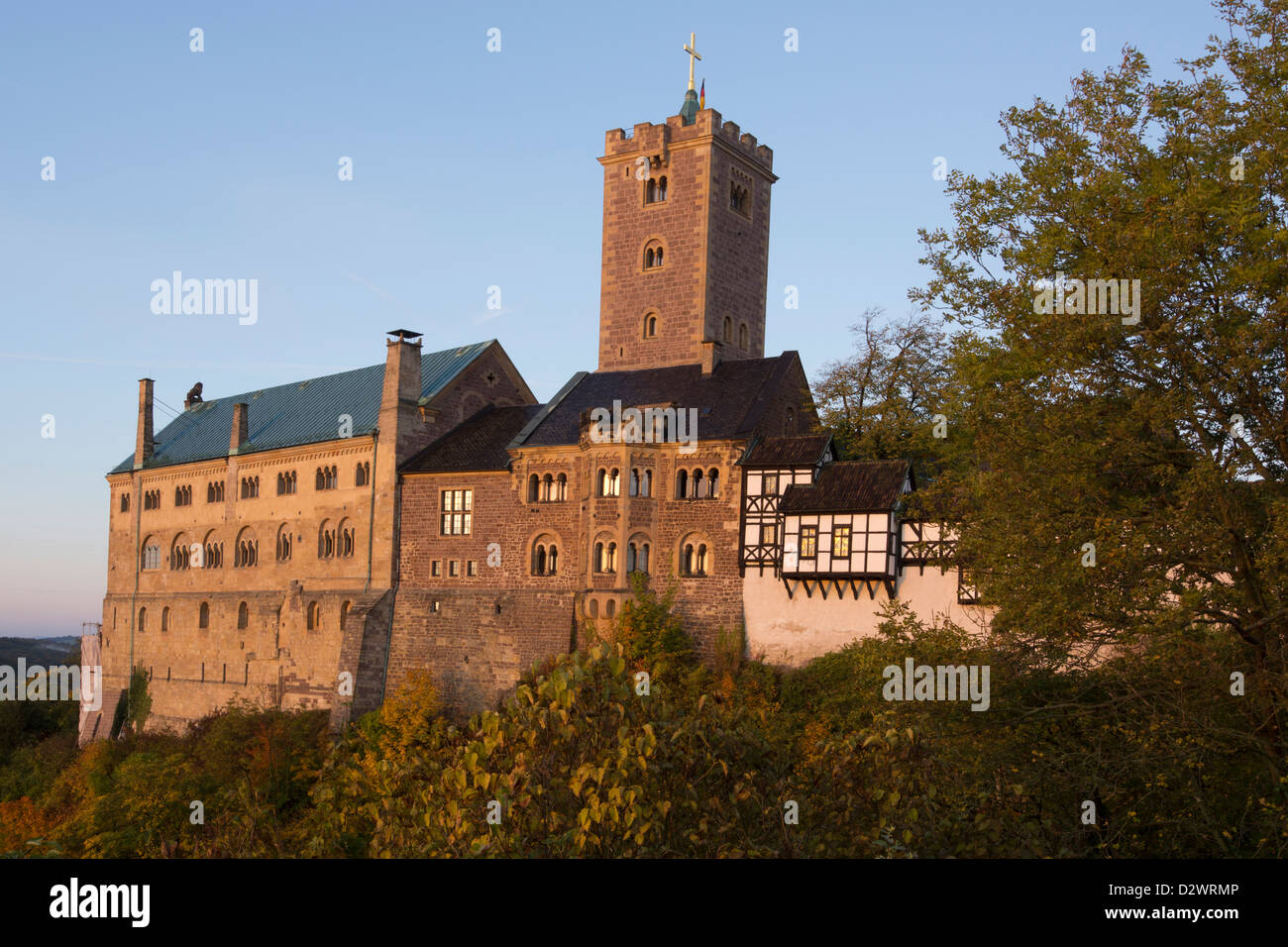 Die Wartburg in der Morgen Licht, UNESCO-Weltkulturerbe, Eisenach, Thüringen, Deutschland, Europa Stockfoto