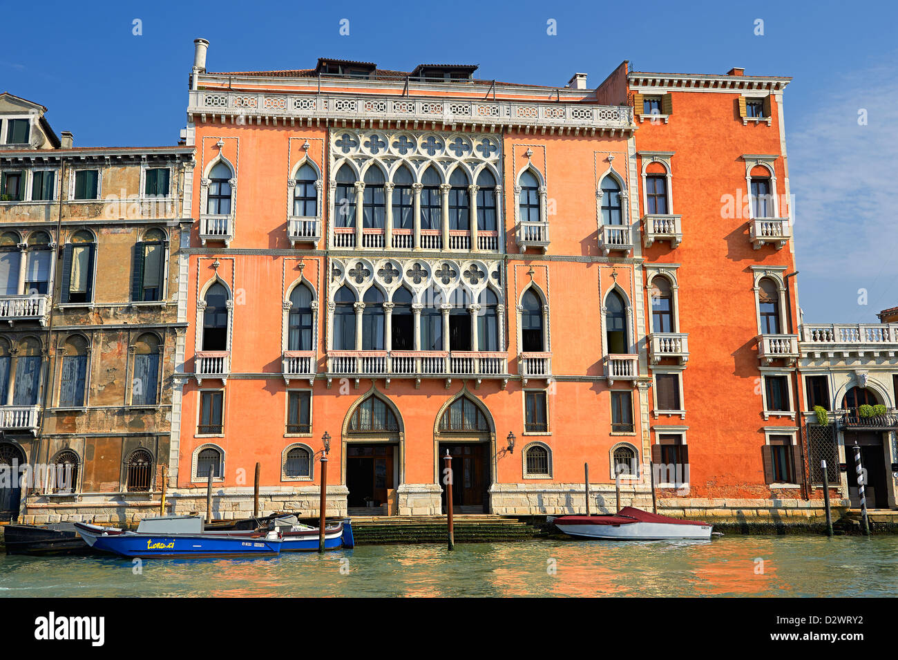 Venezianischen gotische Paläste auf den Canal Grande Venedig Stockfoto