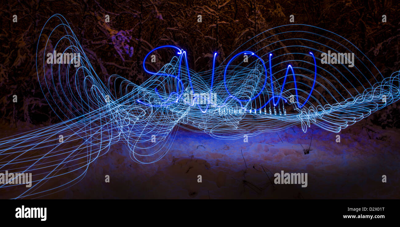 Eine Unterwasser-Meer-Szene erstellt nachts mit Licht Maltechniken von Künstler/Fotograf Stockfoto