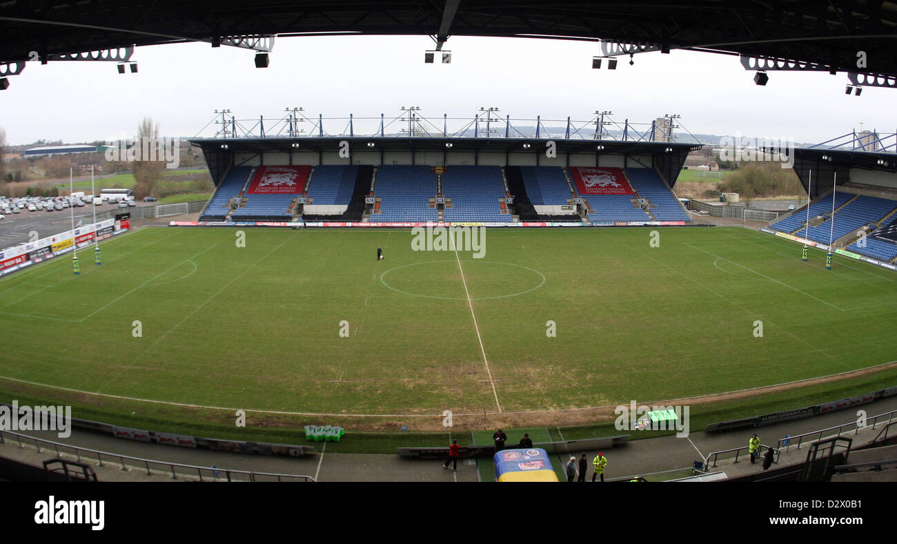 03.02.2013. Oxford, England. Gesamtansicht der Kassam Stadion vor der LV = Cup 4. Runde Runde Spiel zwischen London Welsh und Newport Gwent Drachen von Kassam Stadion Stockfoto