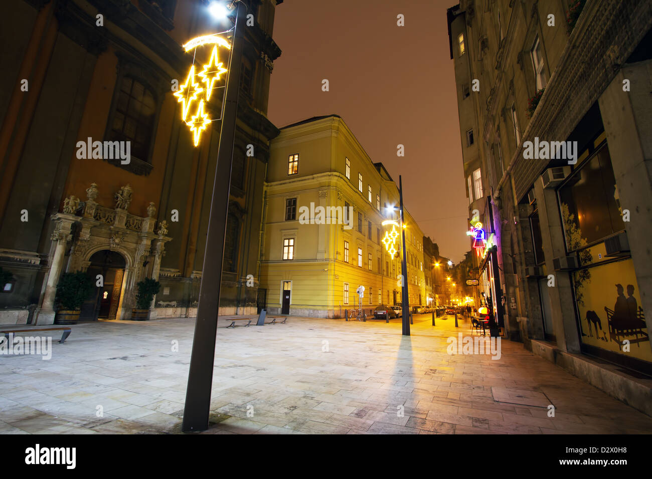 Straße in Budapest Innenstadt von Ungarn in der Nacht Stockfoto