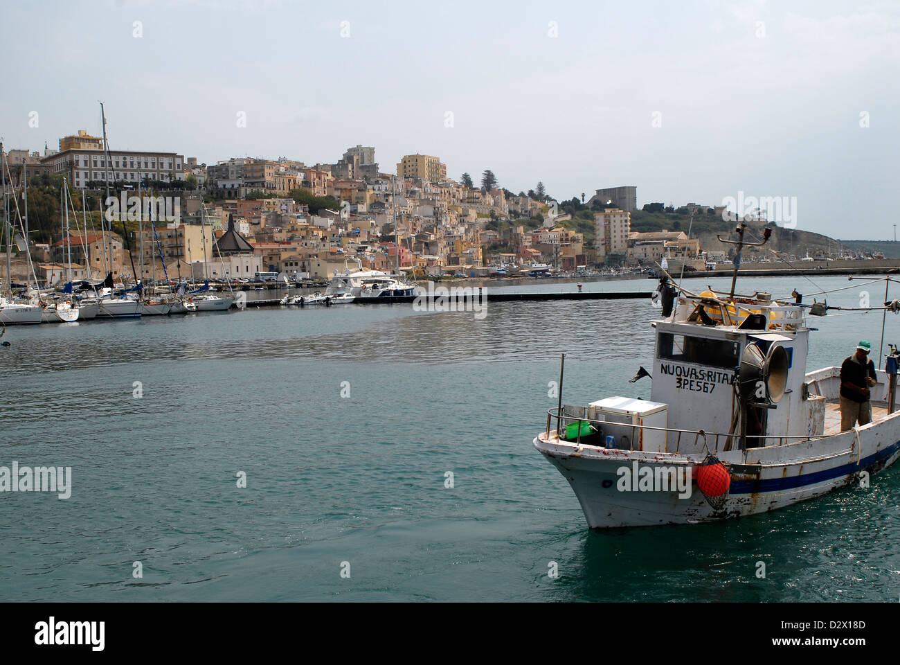Sciacca Fischerhafen Italien Meer Sizilien Stockfoto