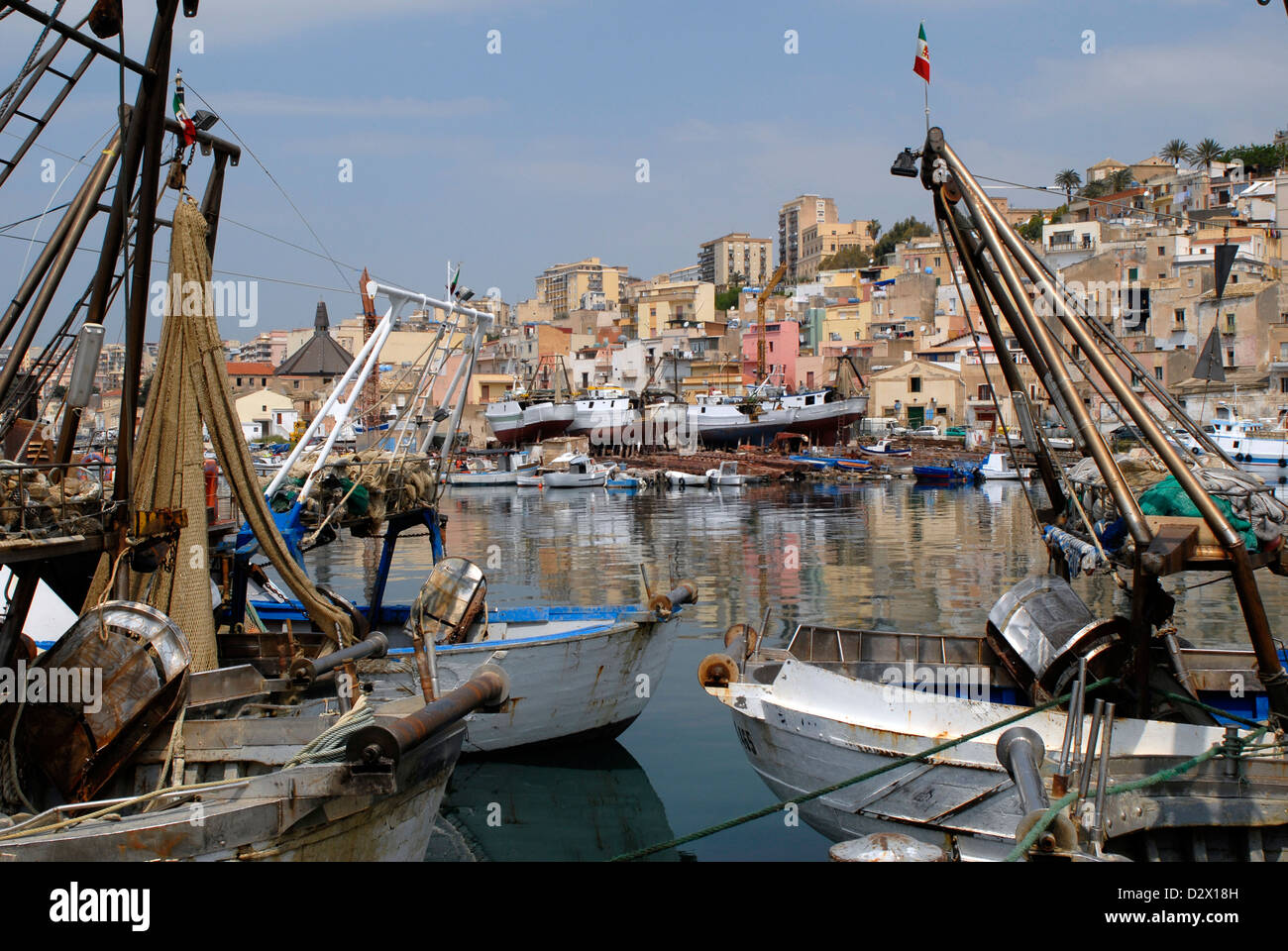 Sciacca Fischerhafen Italien Meer Sizilien Stockfoto