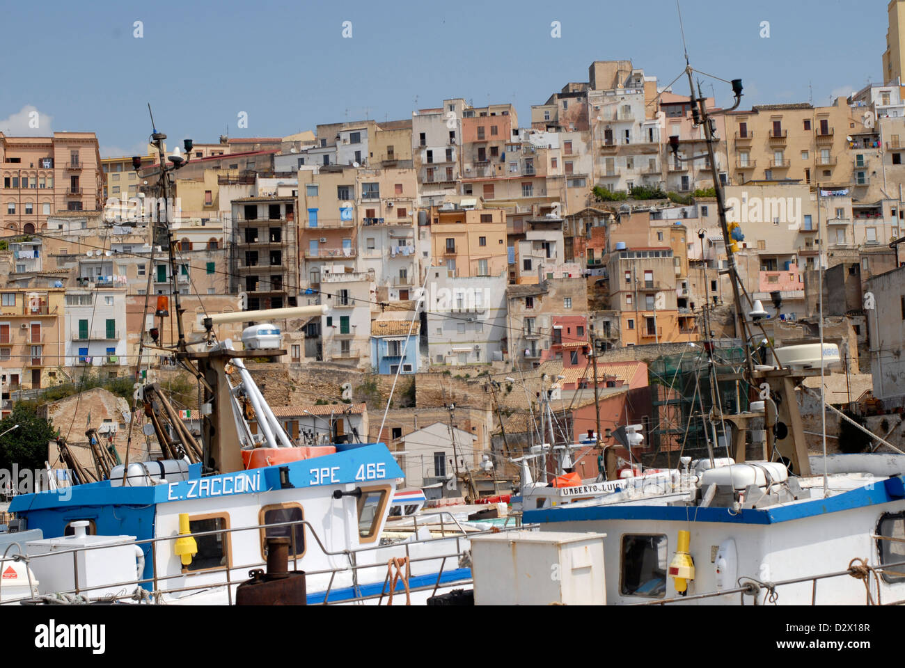 Sciacca Fischerhafen Italien Meer Sizilien Stockfoto