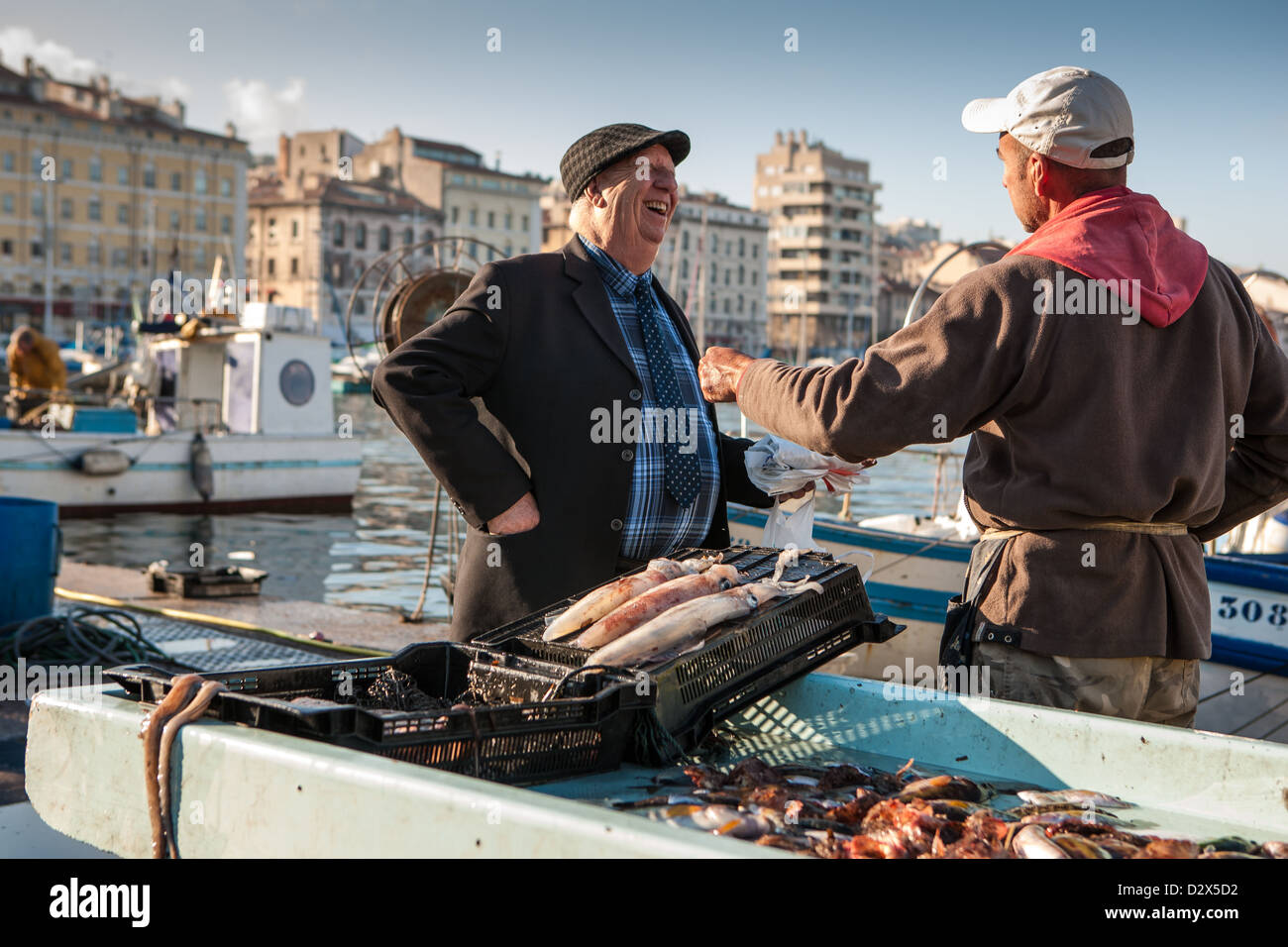Fischmarkt am alten Hafen, Marseille Stockfoto