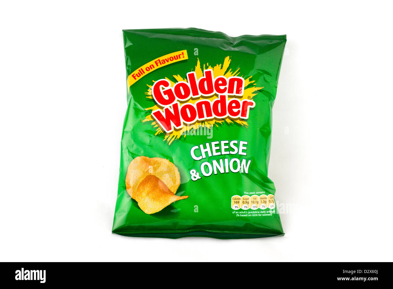 Paket von Golden Wonder Käse und Zwiebel Kartoffelchips, UK Stockfoto