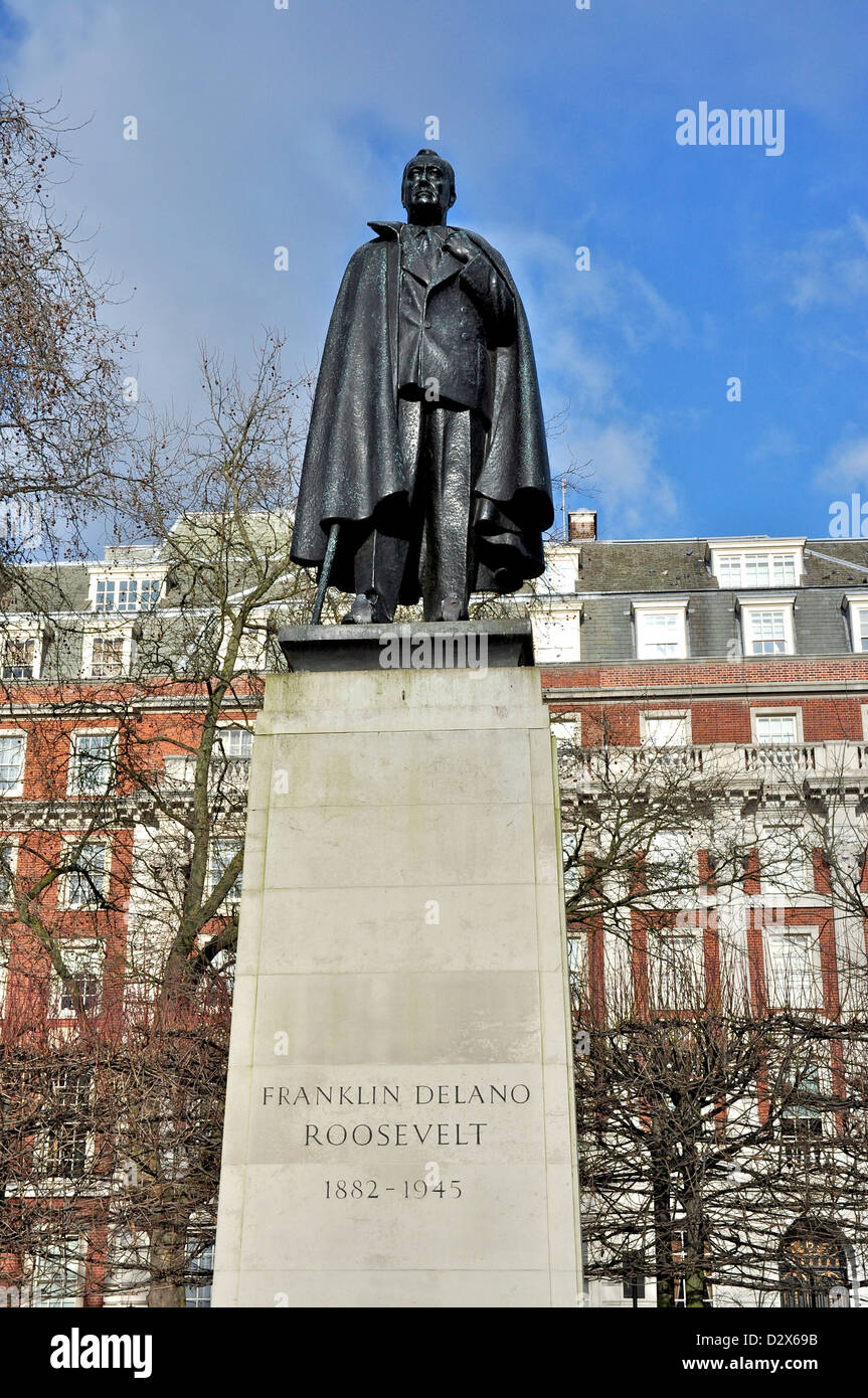 Statue von Franklin Delano Roosevelt 1882-1945, Grosvenor Square, London, England, Vereinigtes Königreich Stockfoto