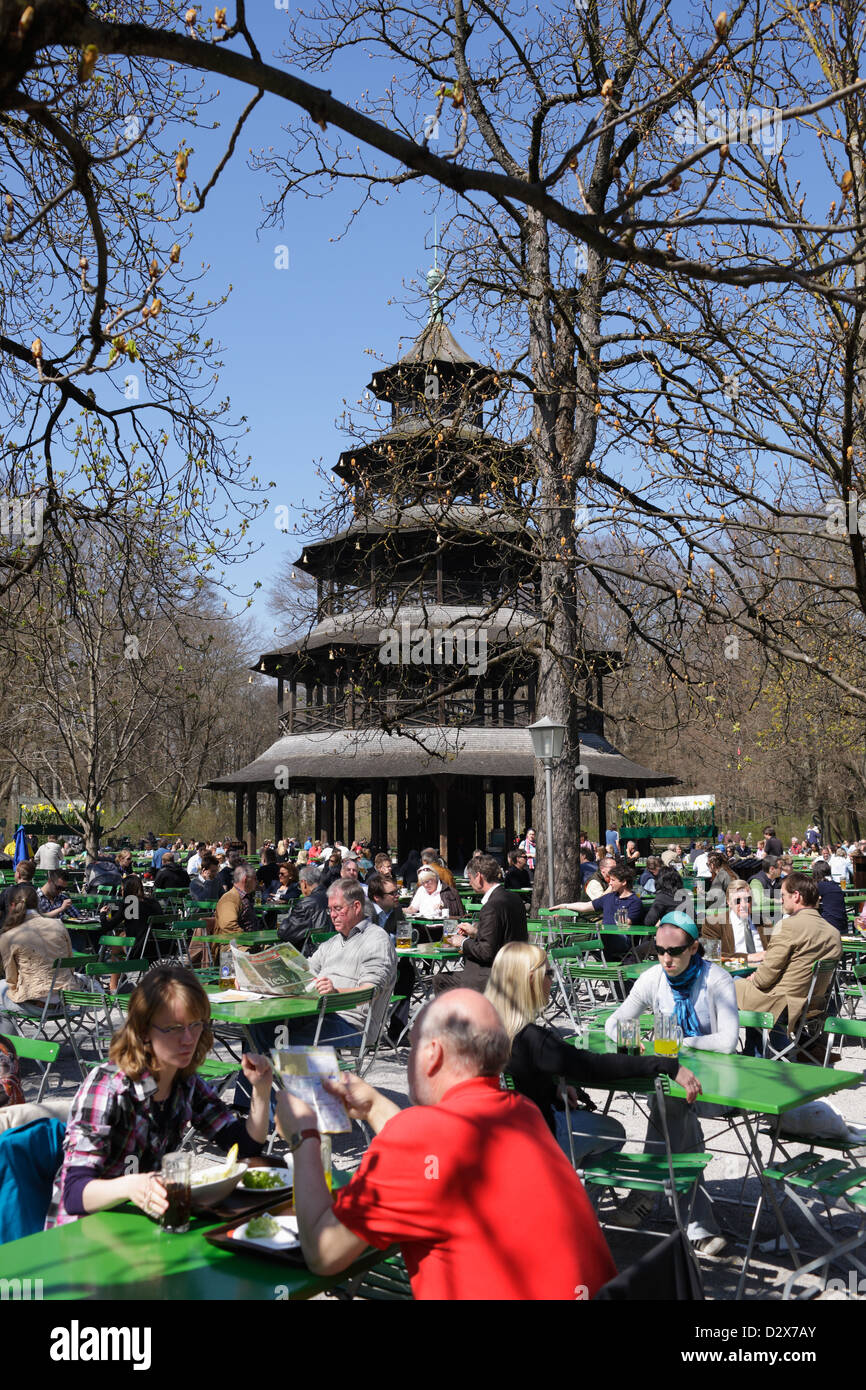 Restaurant und biergarten am chinesischen turm Fotos und Bildmaterial