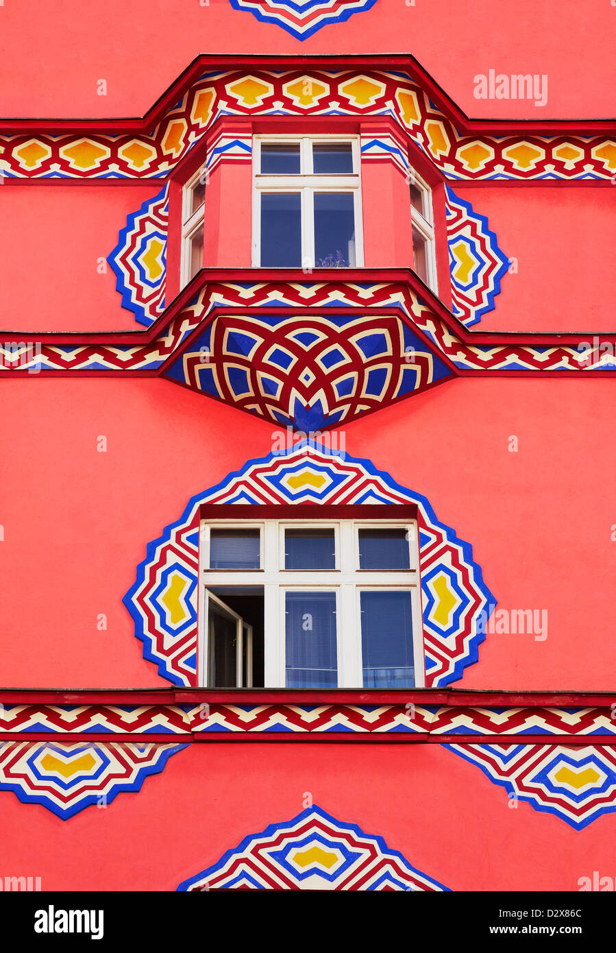 Jugendstil-Fassade-Detail des Gebäudes Co-Operative Bank, Ljubljana, Slowenien Stockfoto