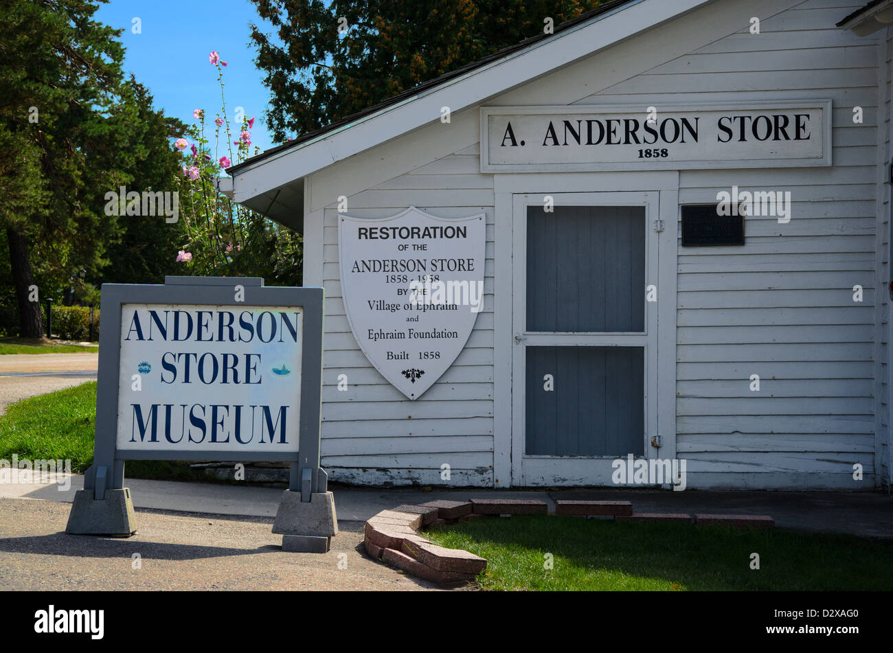 Der historische A. Anderson Speicher in das Door County Ephraim, Wisconsin Stockfoto