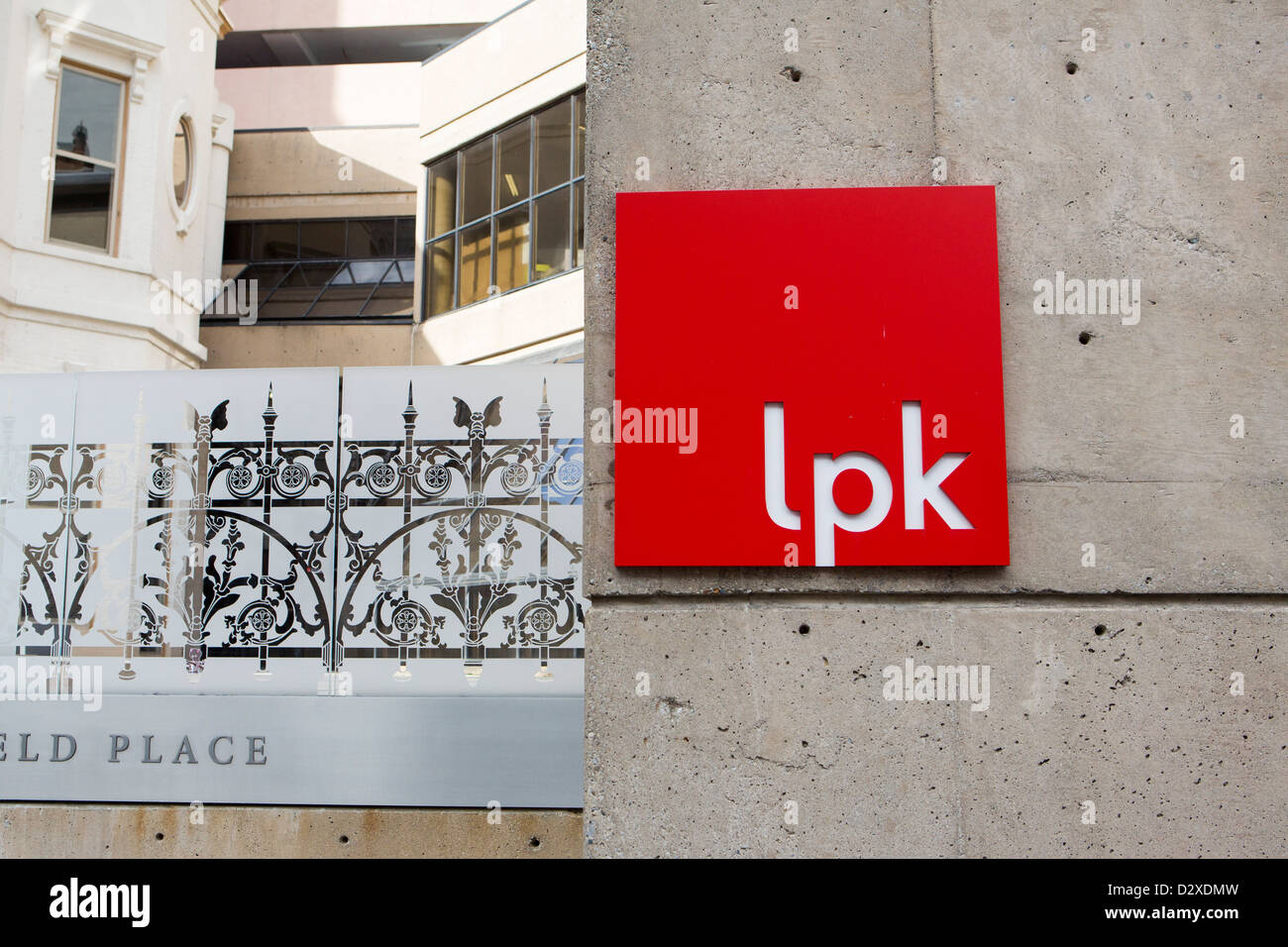 Der Hauptsitz des Produkt design Firma LPK. Stockfoto