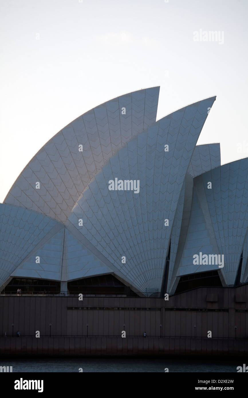 Detail-Nahaufnahme des Sydney Opera House im späten Nachmittag Sydney Australia Stockfoto