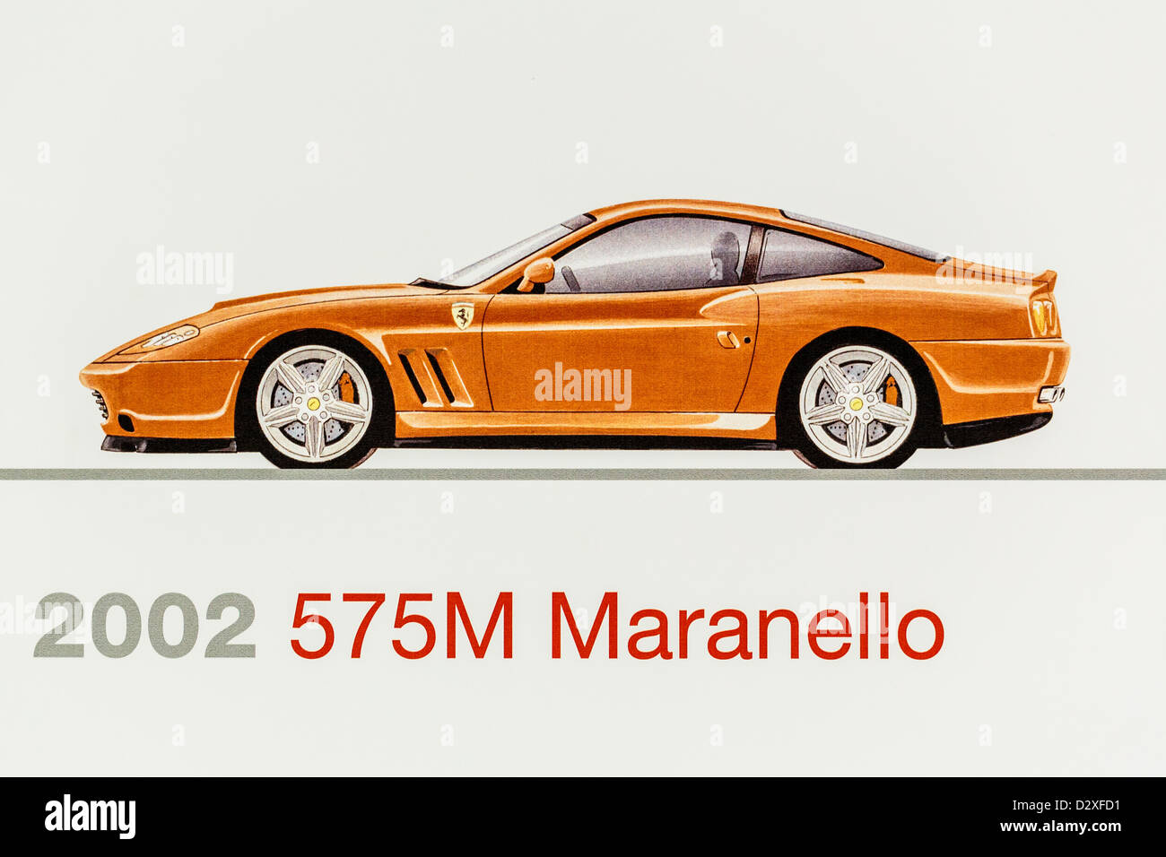 Grafische Darstellung eines 2002 Ferrari 575M Maranello, Ferrari-Museum, Maranello, Italien Stockfoto