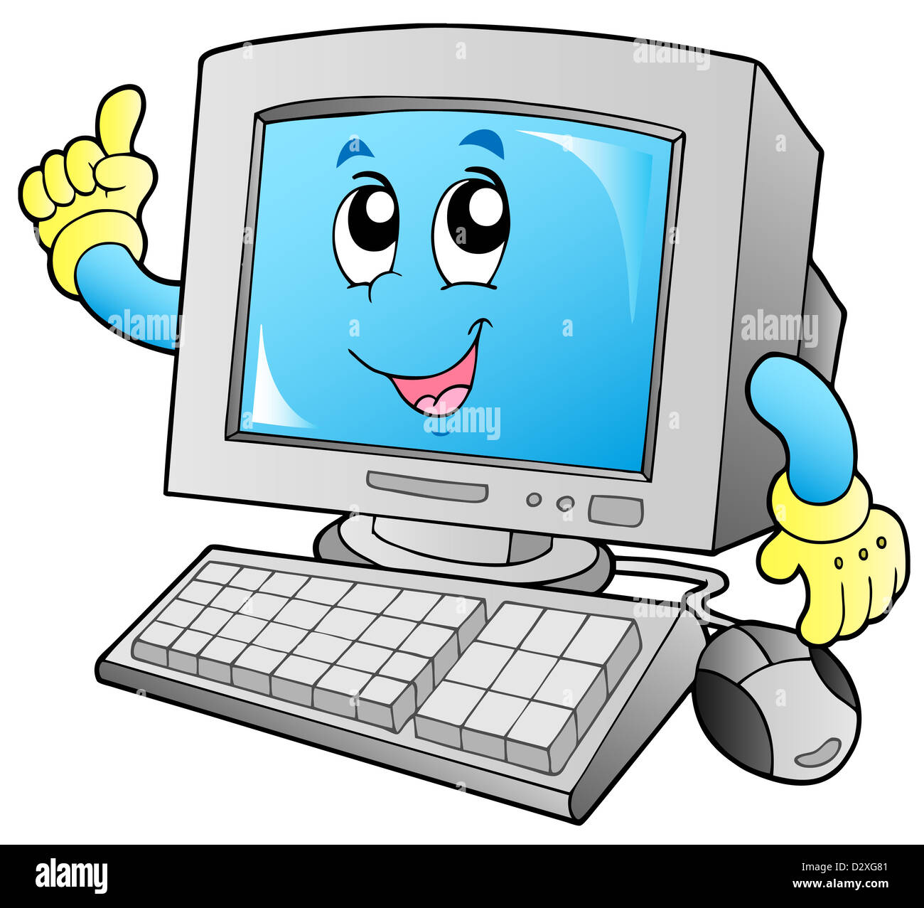 Cartoon lächelnd Desktop-Computer - isolierte Abbildung. Stockfoto