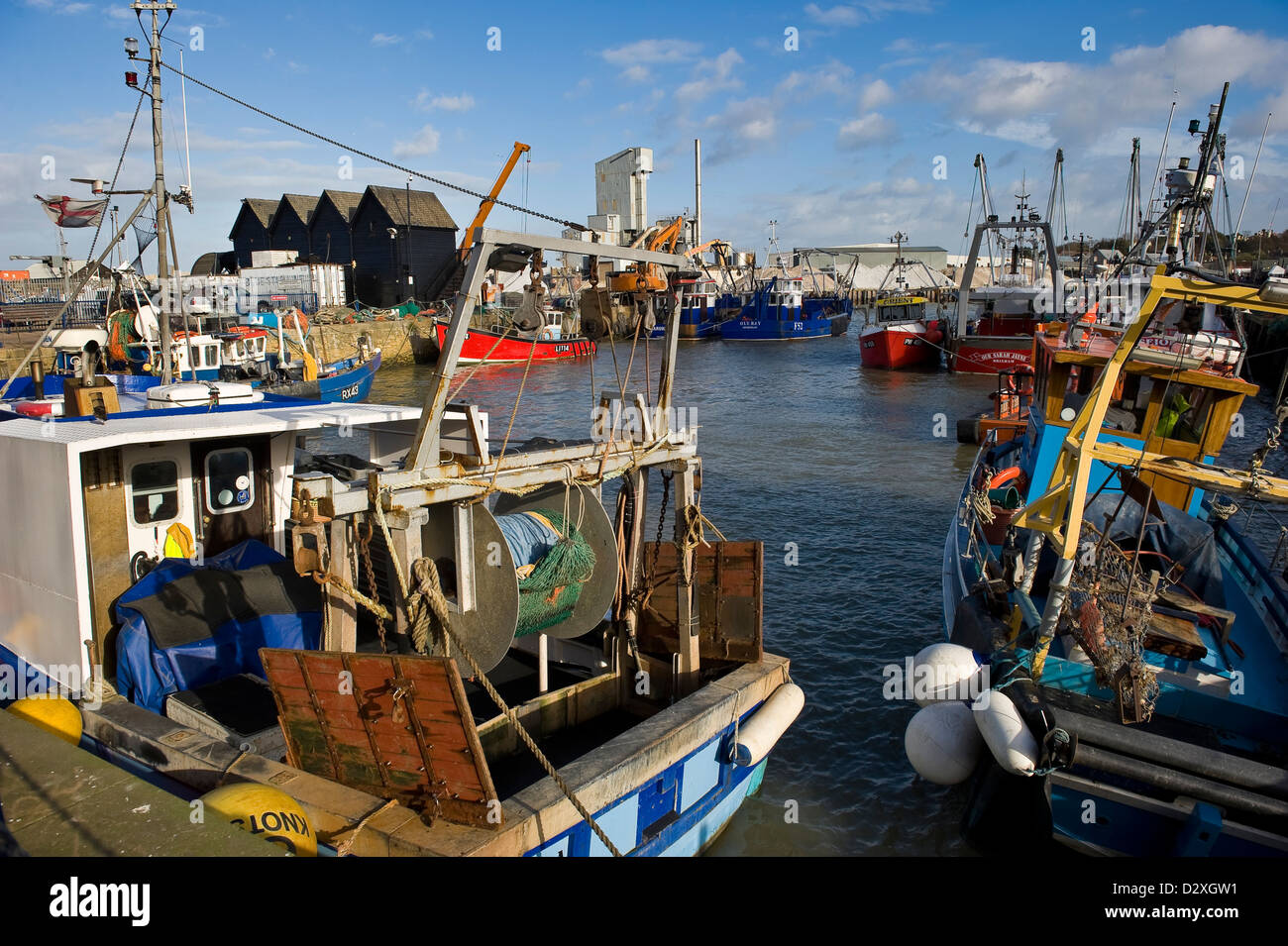 Angelboote/Fischerboote am Hafen von Whitstable, Kent, UK Stockfoto