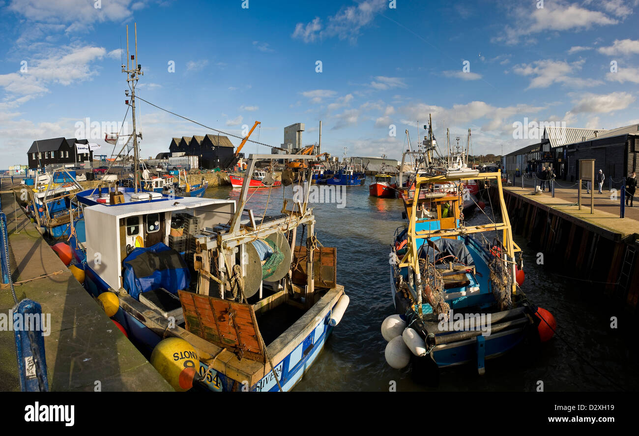 Angelboote/Fischerboote am Hafen von Whitstable, Kent, UK Stockfoto