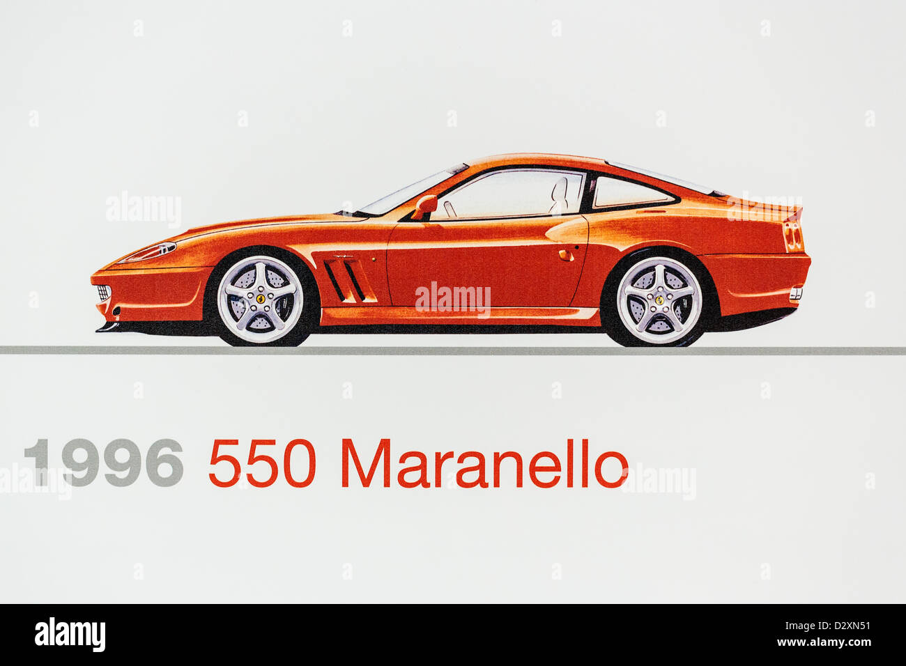 Grafische Darstellung von 1996 Ferrari 550 Maranello, Ferrari-Museum, Maranello, Italien Stockfoto