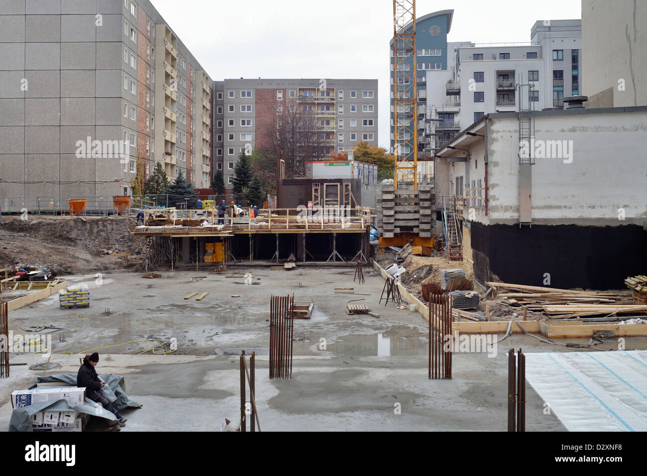 Berlin, Deutschland, vorgefertigte Gebäude und Baustellen in der Mauer in Berlin-Mitte Stockfoto