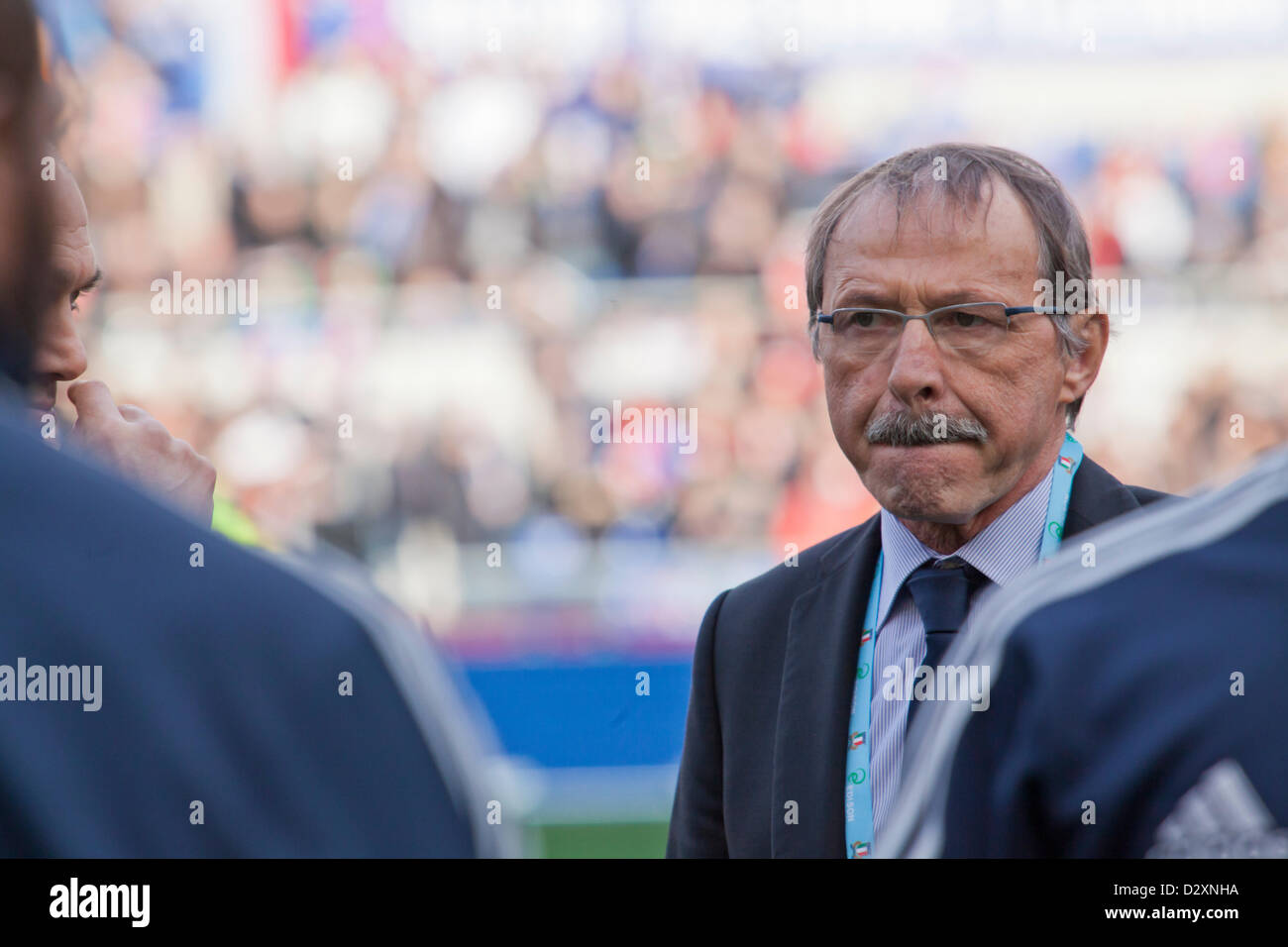 3. Februar. 2013. Rom, Italien. Six Nations Rugby. Italien gegen Frankreich. Italien-Team-Coach Jacques Brunel. Stockfoto