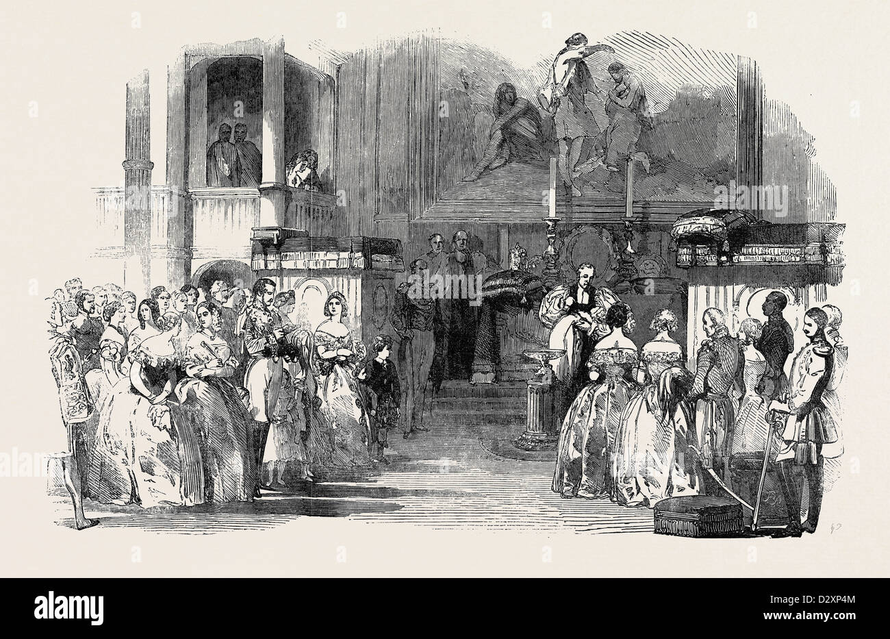 TAUFE DES SÄUGLINGS PRINZ ARTHUR IN DER KÖNIGLICHEN KAPELLE AM BUCKINGHAM PALACE, 29. JUNI 1850 Stockfoto