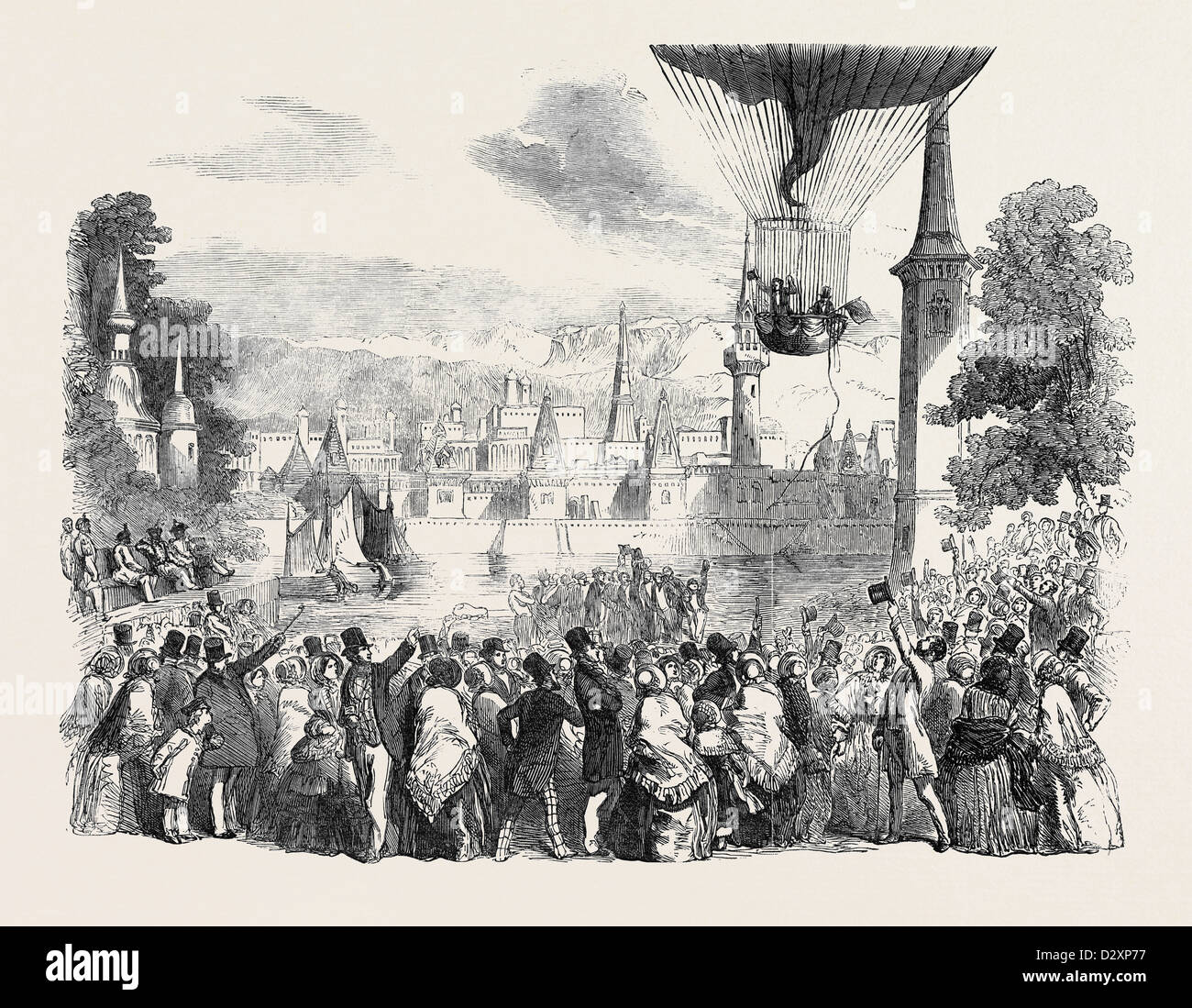 AUFSTIEG VON DER NASSAU-BALLON VON VAUXHALL GARDENS, AUF SAMSTAG, 29. JUNI 1850 Stockfoto