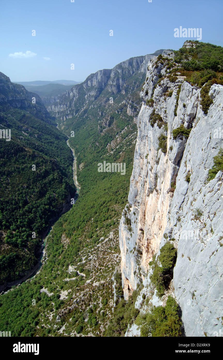 Luftaufnahme der Verdon-Schlucht und der Escalès-Klippen von der Route des Crêtes in der Nähe von La Palud-sur-Verdon Alpes-de-Haute-Provence Provence Provence Frankreich Stockfoto